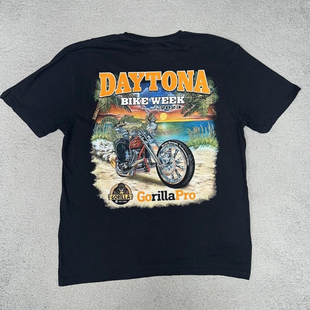 Gorilla Pro Daytona Bike Week Chopper 2023 T Shirt Men's Sz L Black 2-Sided Tee